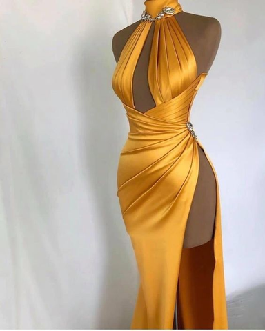 Einzigartiges sexy Ballkleid Gelbes Abendkleid Y6609