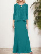 Metallic Mock Two-Piece Gown with Jacket