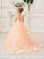 Elegant A-Line Princess Sleeveless Tulle Flower Girl Dress - photo 4