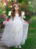 Floral Lace Embroidered Tulle A-Line Floor Length Garden Flower Girl Dress - photo 1