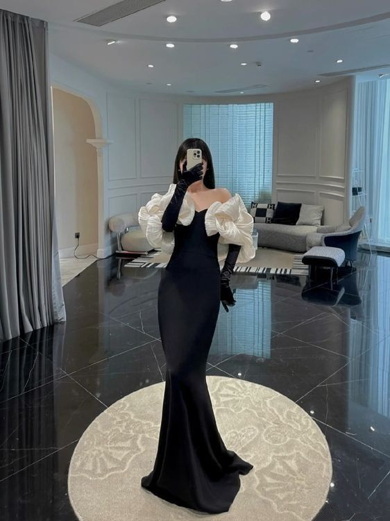Elegant Black Mermaid Evening Dress Black Prom Dress Y7120 Main Image