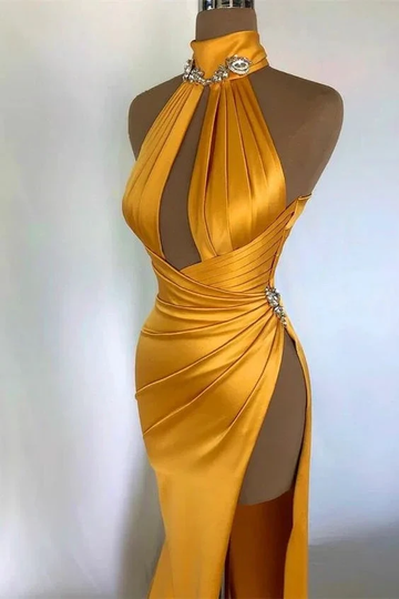 Unique Sexy Prom Dress Yellow Evening Dress Y6609 by simplepromdress