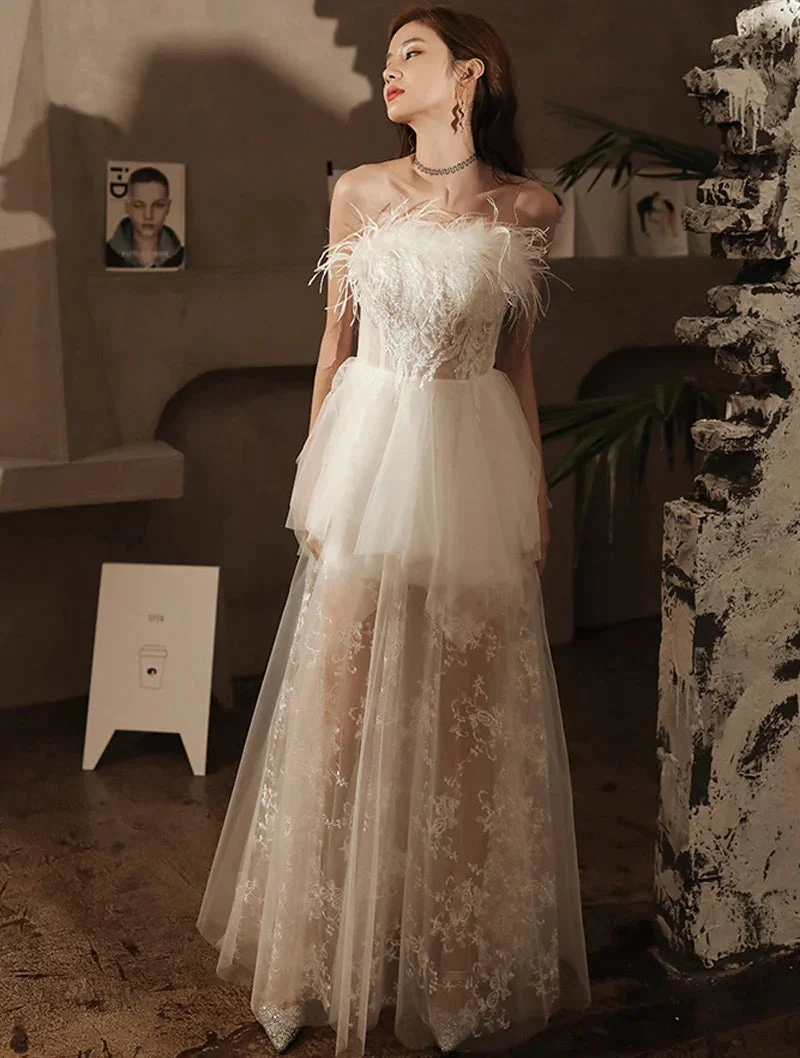 Sexy Retro Style Fashion Evening Sheer Party Dress,White Evening Dress ,Y2407 by simplepromdress