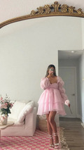 Pink A-line Puffy Dress Pink Homecoming Dress Y2428 by simplepromdress