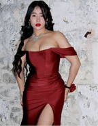 Elegant Burgundy Off The Slit Mermaid Evening Dress Formal Prom Dress Y8414 by simplepromdress