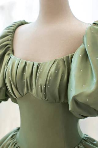 Satin Ballkleid Langes Ballkleid Kurze Ärmel Abendkleid Y4313