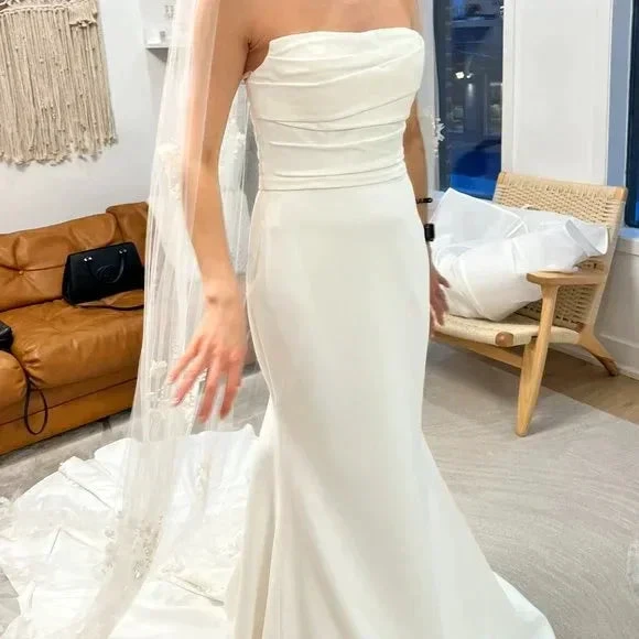 Charming White Strapless Wedding Dress,White Bridal Gown Y7385 by simplepromdress