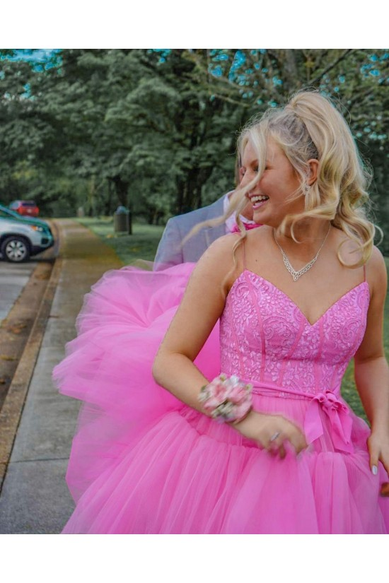 High Low Tulle and Lace Prom Dress Formal Evening Gowns Y59 Hover Image