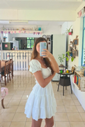 A-line White Homecoming Dress White Party Dress Y2326 by simplepromdress