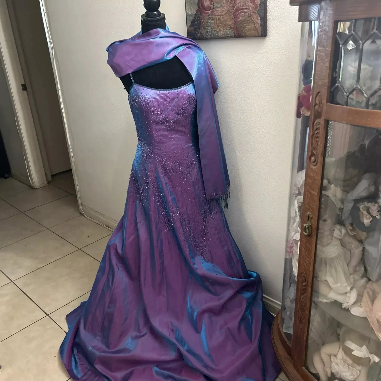 Gorgeous Purple Beaded A Line Evening Gown Spaghetti Straps Party Prom Dress Y7955 by simplepromdress
