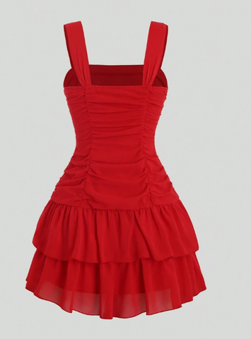 Cute A-line Short Homecoming Dress Sleeveless Vest Dress Y1940