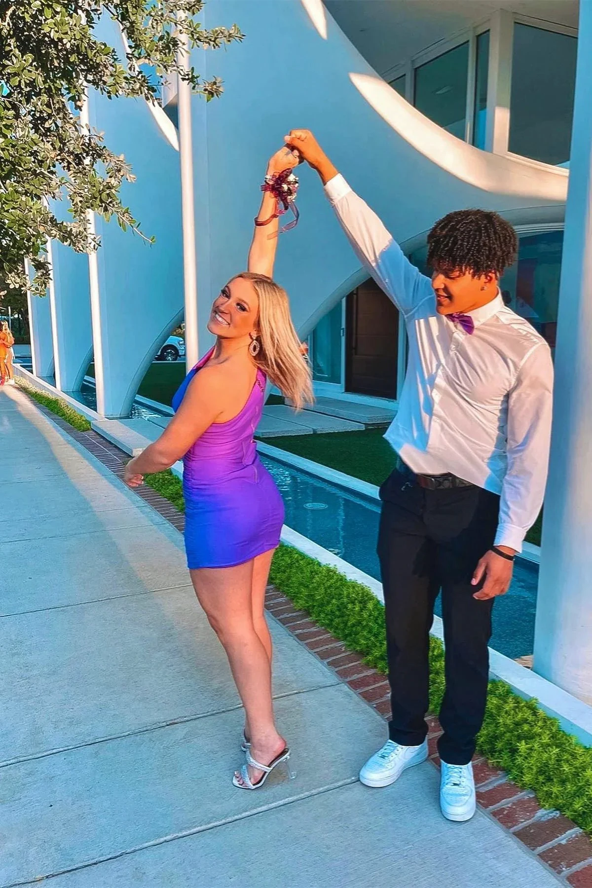 Purple One Shoulder Tight Mini Homecoming Dress Y2814 by simplepromdress