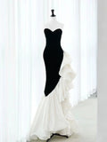 Chic Velvet Black Long Prom Dress Mermaid Pleated Evening Dress Y8048 by simplepromdress