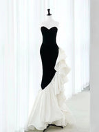 Chic Velvet Black Long Prom Dress Mermaid Pleated Evening Dress Y8048 by simplepromdress