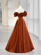 Simple A-Line Satin Orange Long Prom Dress, Orange Formal Evening Dress Y2585 by simplepromdress