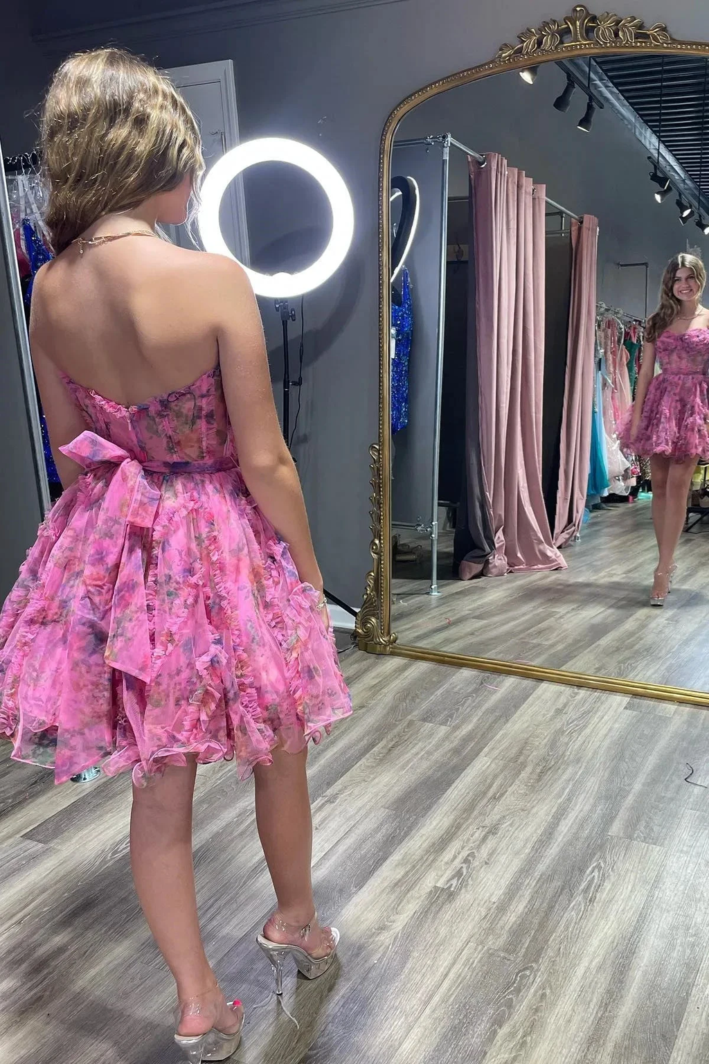 Strapless Ruffles A-line Homecoming Dress Y2831 by simplepromdress