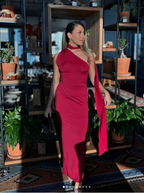 Sexy Sheath Long Prom Dress Burgundy One Shoulder Evening Gown Y8214 by simplepromdress
