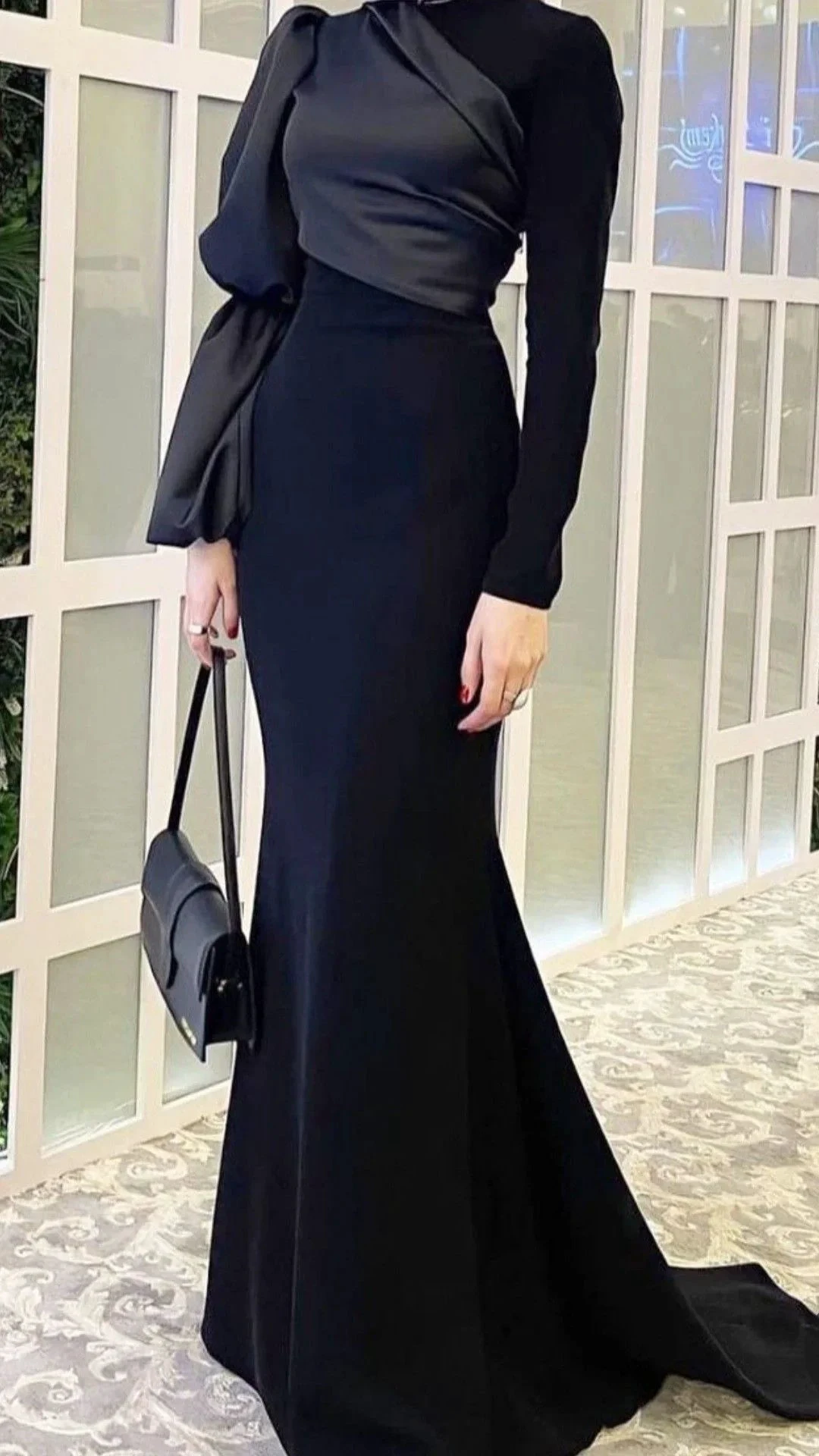 Chic Black Mermaid Long Prom Dress,Black Evening Dress with Long Sleeves Y2079 by simplepromdress