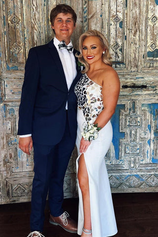 Ashley |Etuikleid mit One-Shoulder-Schnitt und Spiegelpailletten