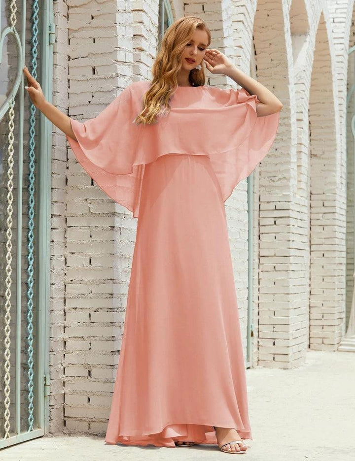 Sunnderly Bridesmaid Dress Women Long Sleeve V-Neck Chiffon Formal Wedding Party Dress SY28018 by numbersea