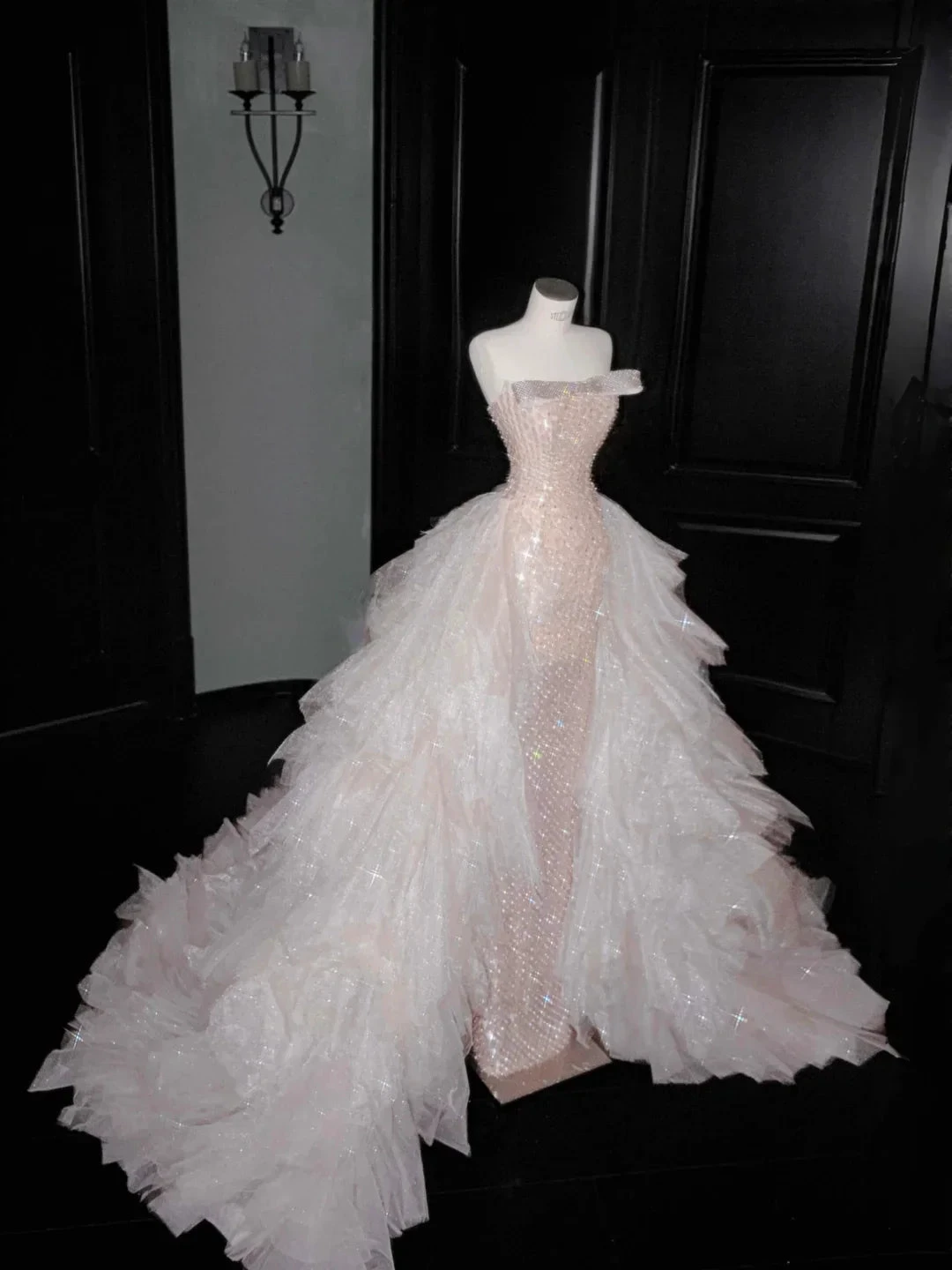 Gorgeous Champagne Tulle Sequins Beaded Sheath Long Prom Dress Evening Dress Y8658 by simplepromdress