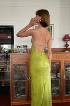 Elegant Green Sheath One Shoulder Long Party Prom Dress With Slit Backless Evening Dress Y8550 by simplepromdress