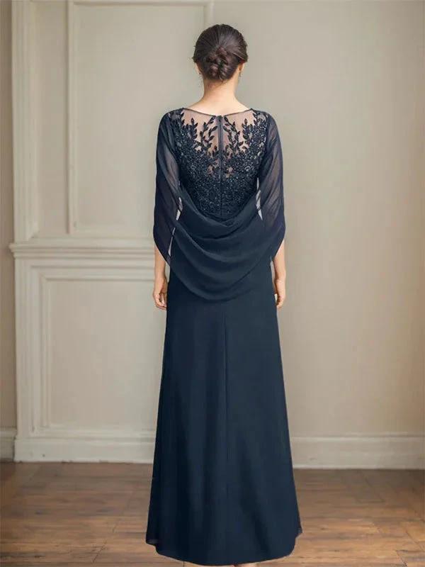 A-Line/Princess Scoop Floor-Length Mother of the Bride Dresses with Pleated & Sequins by Dreamylily