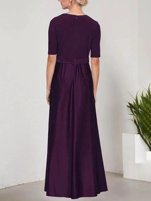 Surplice Neckline Ballgown with Full Satin Skirt & Jersey Bodice by Dreamylily