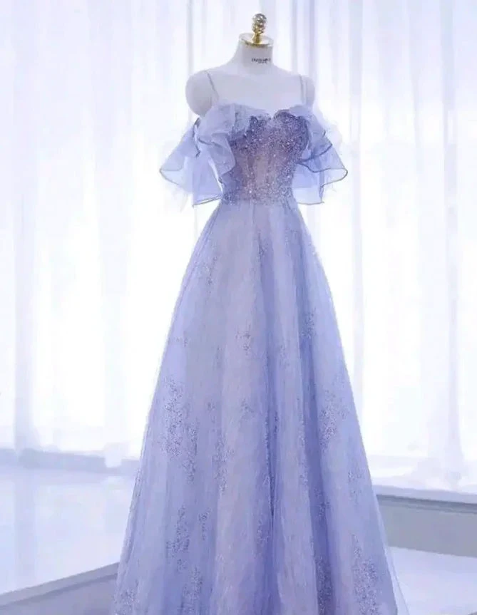 Sparkly Tulle Sequins A Line Ball Gown Fairy Prom Dress Y7793 by simplepromdress