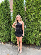 Black One Shoulder Homecoming Dress Cocktail Dress Y2649 by simplepromdress