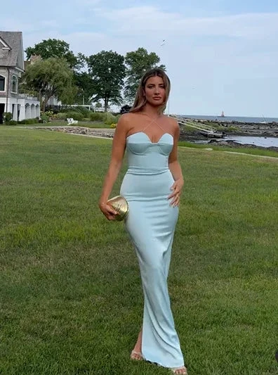 Sexy Halter Blue Sheath Prom Dress Long Evening Dress Bridesmaid Dress Y8233 by simplepromdress