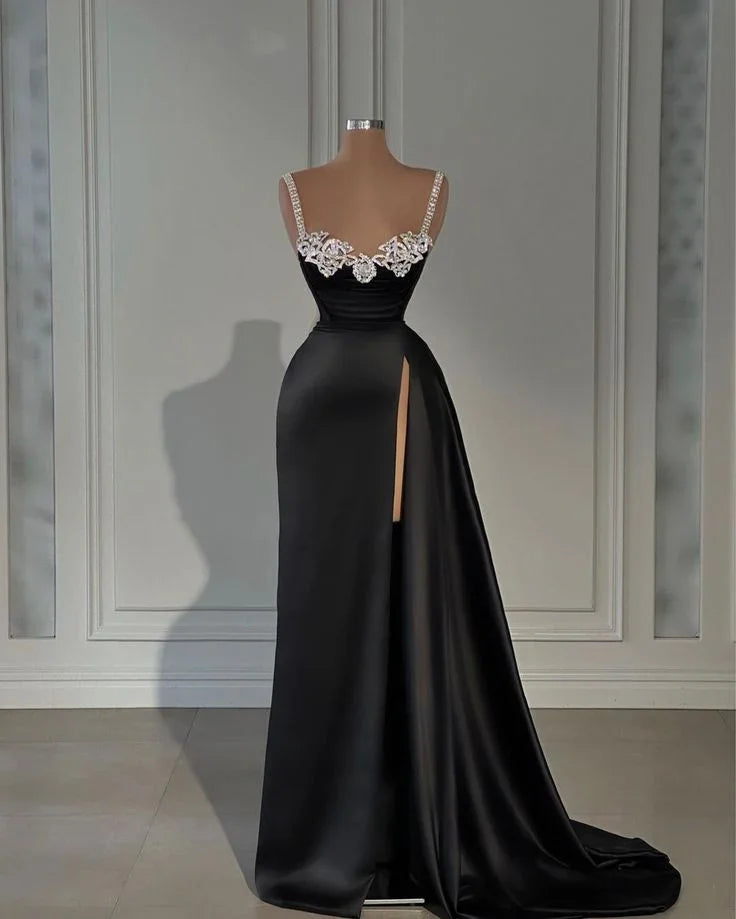 Gorgeous Black Straps Sweetheart Sheath Evening Dress Y6666 by simplepromdress