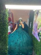 Emerald 3D Flowers Quinceanera Dress Sweet 15 16 Party Ball Gown Y6073 by simplepromdress