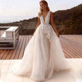 Popular V-neck Lace Applique A Line Wedding Dresses Backless Side Slit Custom Made Formal Bridal Grown 2024 by payinti