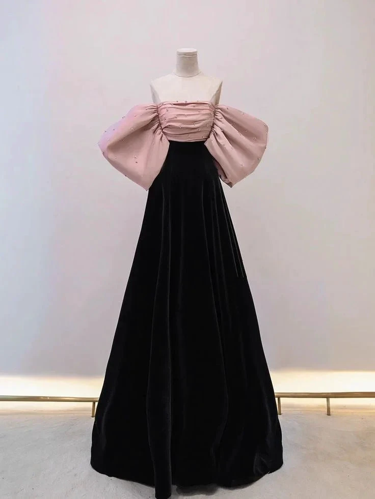 Pretty Off The Shoulder Velvet Satin Long Prom Dress Evening Dress Y7611 by simplepromdress