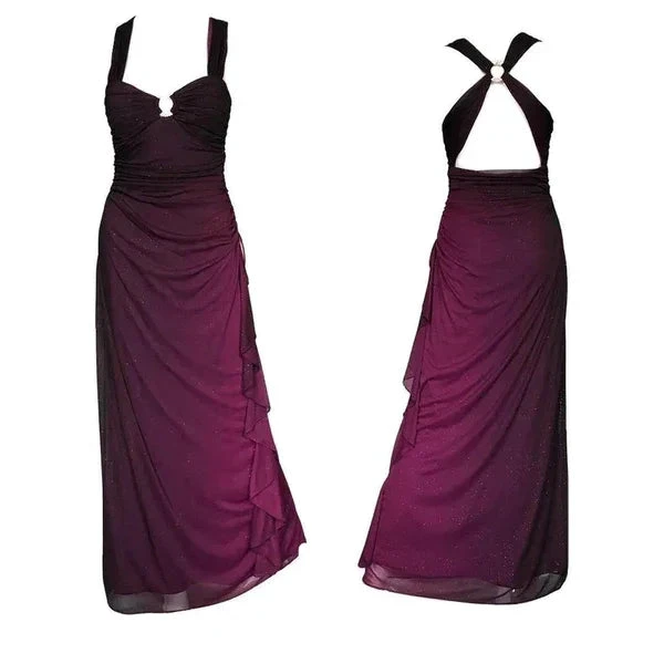 Ombre Grape Purple Chiffon Backless Evening Dress Long Party Prom Gown Y7482 by simplepromdress