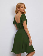 Numbersea U Back Homecoming Dress Formal Prom Dress Knee Length Short Sleeves Cocktail Party Dress 28077 by numbersea