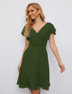 Numbersea U Back Homecoming Dress Formal Prom Dress Knee Length Short Sleeves Cocktail Party Dress 28077 by numbersea
