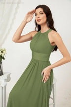 Numbersea Formal Party Gown Dress Chiffon Halter Long Sleeveless Bridesmaid Dresses 2802 by numbersea