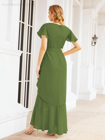 Numbersea Ruffled Bridesmaid Dresses Mermaid Formal Violin Evening Party Prom Gowns 28042