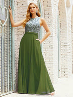 Lace Bridesmaid Dress Floor Length Evening Gowns with Pockets 28017 by numbersea