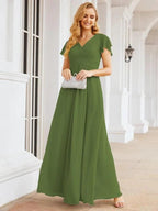 Numbersea Formal Prom Gowns for Mother of The Bride Cap Sleeves Bridesmaid Dress 28047 by numbersea