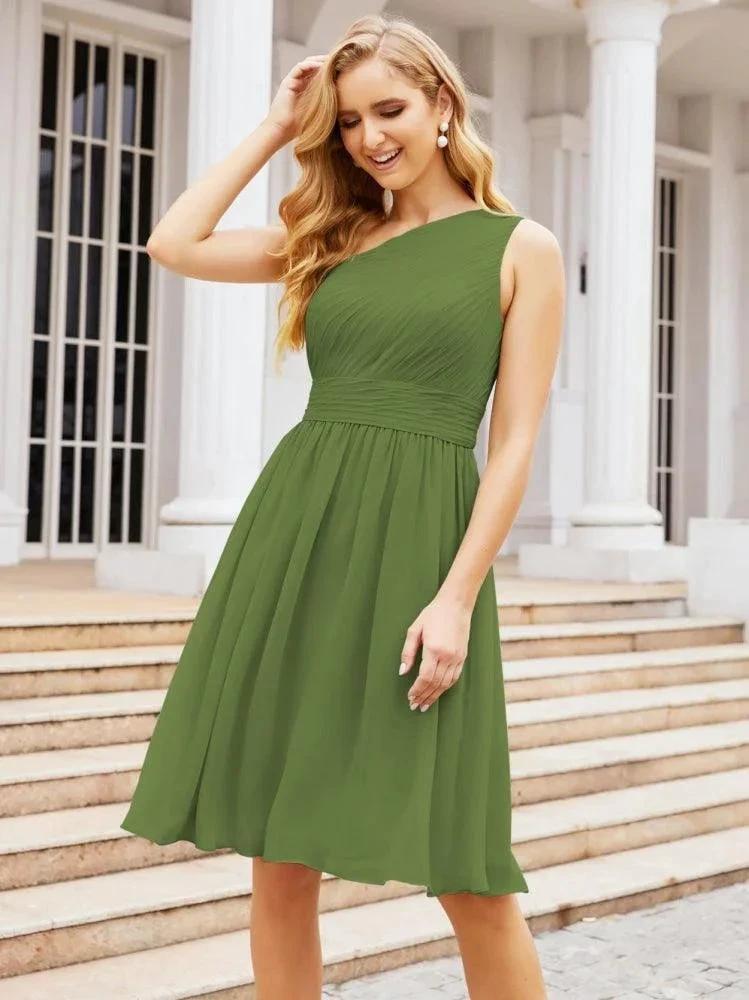 Numbersea Homecoming Dress One Shoulder Pleated Short Formal Prom Gowns 28046 by numbersea