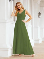 Formal Prom Gown Elegant V-Neck Sleeveless Bridesmaid Dresses for Wedding Party 28037 by numbersea