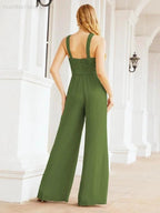 Numbersea Crisscross Neck Jumpsuit Formal Evening Dress Long Bridesmaid Dresses Bell-bottomed Pants 28033 by numbersea
