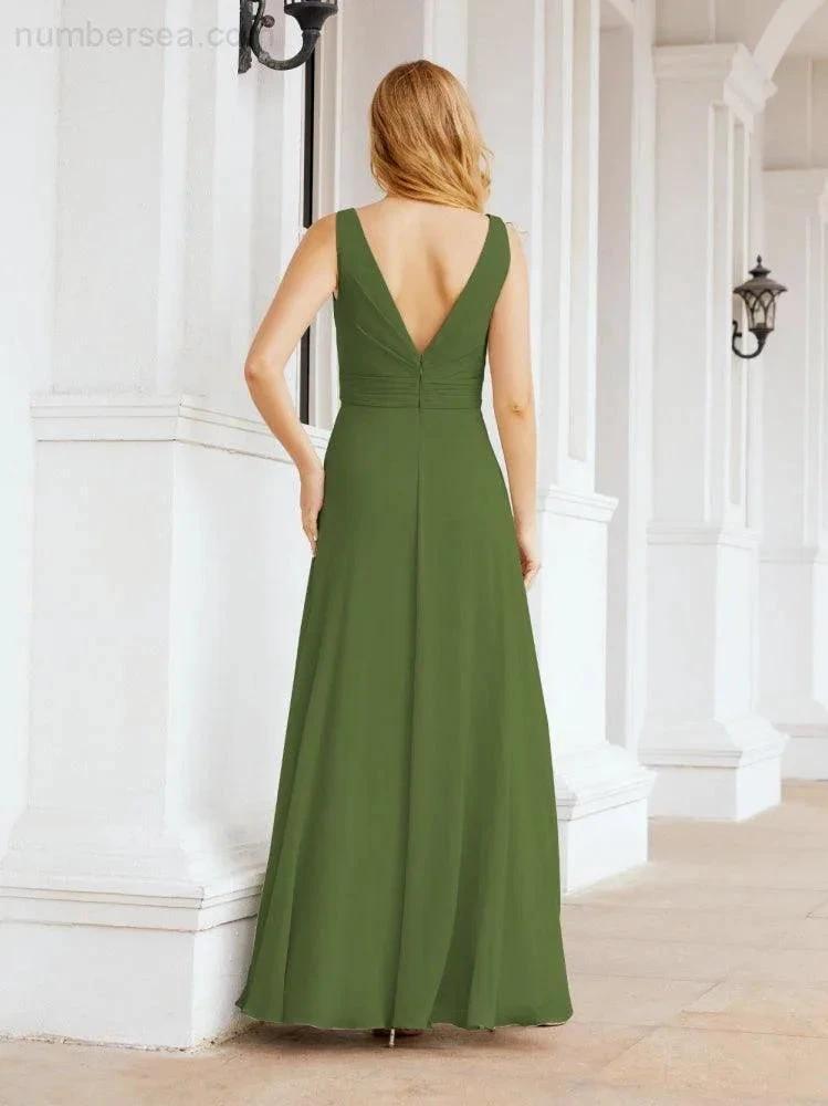 Numbersea Bridesmaid Dresses for Wedding Ruffles Long Formal Prom Gowns 28039 by numbersea