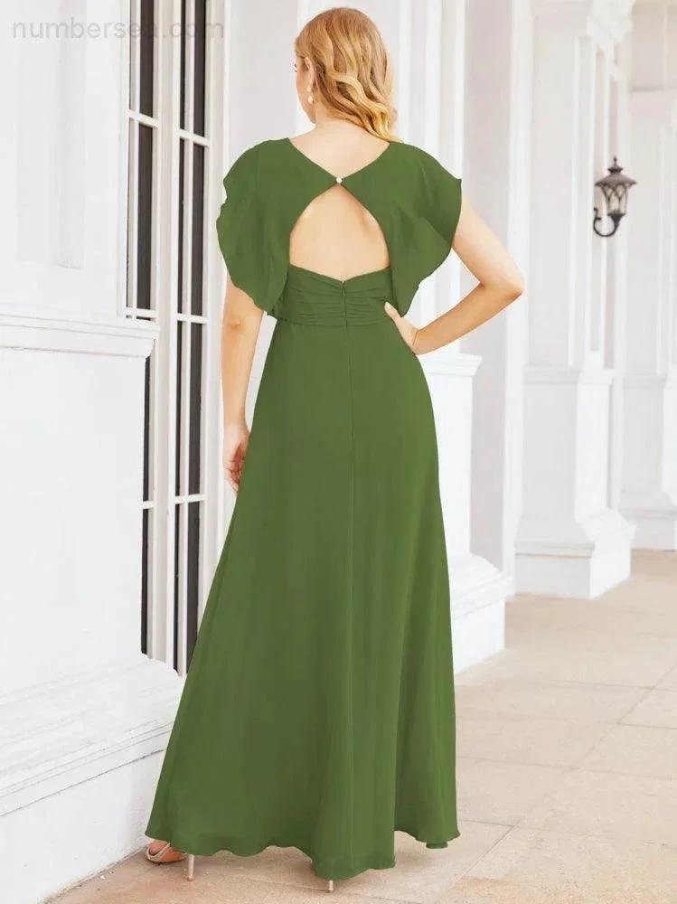 Sunnderly Bridesmaid Dresses Cape Formal Prom Dress Open Back Gowns for Mother of The Bride SY28058 by numbersea