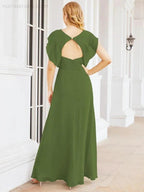 Sunnderly Bridesmaid Dresses Cape Formal Prom Dress Open Back Gowns for Mother of The Bride SY28058 by numbersea