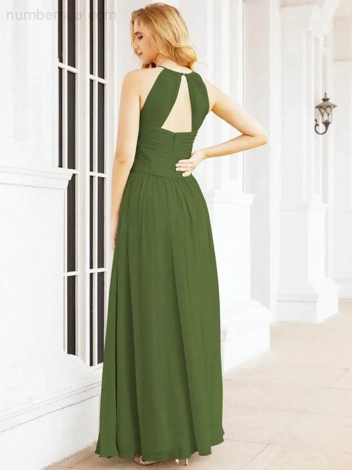 Numbersea Sleeveless Bridesmaid Dresses Long Prom Gown Zipper with Keyhole Back 28056 by numbersea