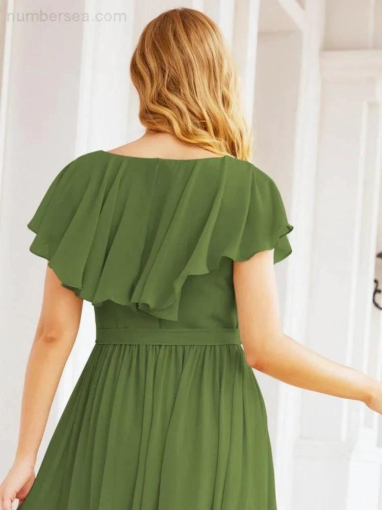 Bridesmaid Dresses with Flutter Sleeves Formal Evening Party Prom Gowns 28044 by numbersea